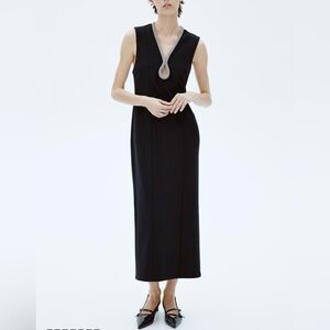 Medium. H&M Rhinestone Trimmed Black Dress. NWT.